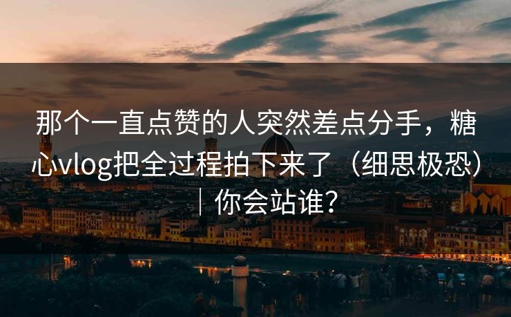 那个一直点赞的人突然差点分手，糖心vlog把全过程拍下来了（细思极恐）｜你会站谁？