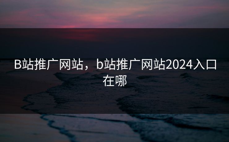 B站推广网站，b站推广网站2024入口在哪