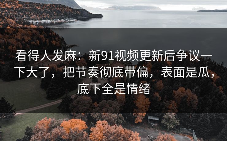 看得人发麻：新91视频更新后争议一下大了，把节奏彻底带偏，表面是瓜，底下全是情绪