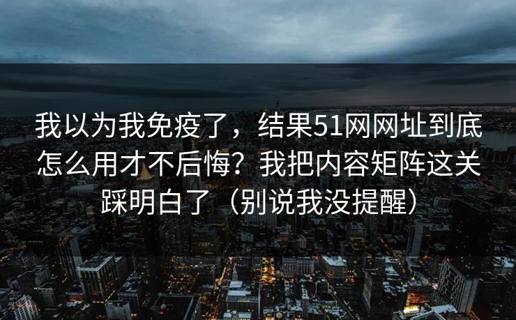 我以为我免疫了，结果51网网址到底怎么用才不后悔？我把内容矩阵这关踩明白了（别说我没提醒）